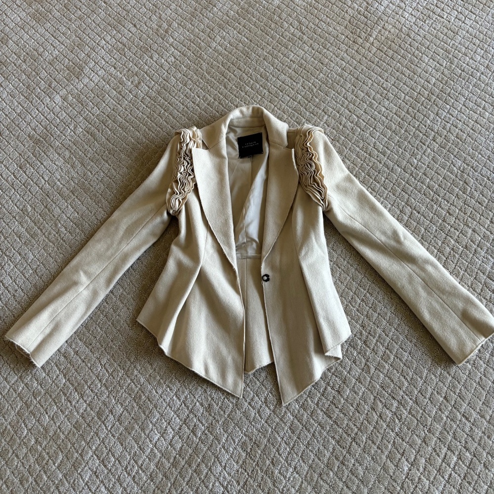 Robert Rodriguez Beige Jacket with Ruffle Sleeves Size 0